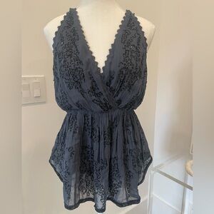 GORGEOUS Free People Beaded Empire Waist Halter Top Size S